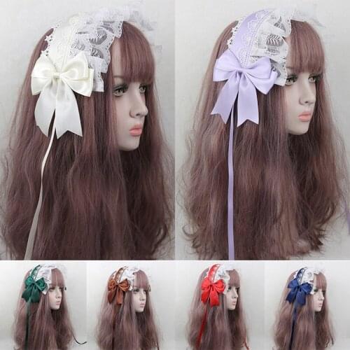 Lovely Sweet Hair Hoop Maid Cosplay Headband Lolita Lace Flower Headwear Hair Accessory Hand made Headdress For Girls Gift 2021