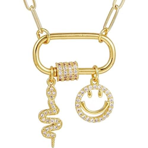 ZHINI 2021 New Charming Zircon Crystal Geometric Pendant Necklaces for Women Punk Gold Color Choker Necklace Statement Jewelry