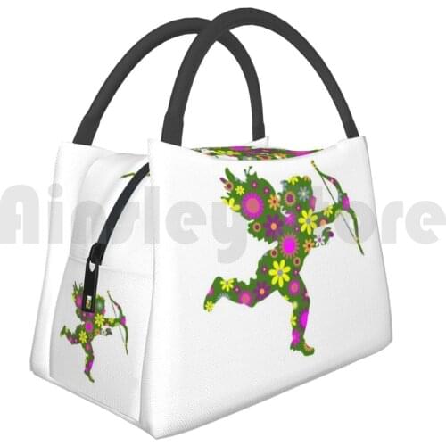 Portable Insulation Bag Funny Floral Cupid Floral Cupid Arrow Baby Love Bow Affection Fiorucci Fashion