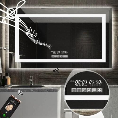 Dropshipping LED Smart Bathroom Mirror Wall Mounted Dressing Backlit +Touch Memory Switch+Defogger+Bluetooth Function