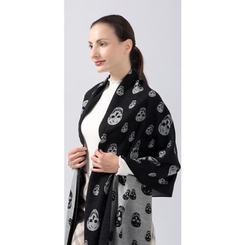 2021 brand skull cashmere scarf women men winter scarf thick shawl wrap head scarf holiday gift