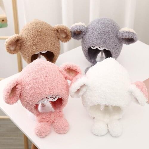 Cute Pompoms Baby Hat with Bear Ears Warm Plush Boys Girls Bonnet Hats Winter Infant Toddler Kids Beanie Caps Baby Accessories