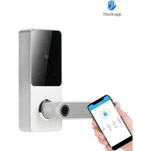 Smart Lock TTLock Bluetooth Fingerprint Door Lock Handle Keyless Entry Bluetooth Lock Free APP IC Card For Home Office Hotel