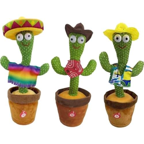 3 Style Fun Electric Dancing Cactus with English Song Movable 30cm Cute Cartoon Plant Plush Stuffed Talking Cactus Toys