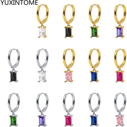 Real 100% 925 Sterling Silver Hoop Earrings For Women Round Earrings Minimalist Colorful Zircon Earring Jewelry Pendientes