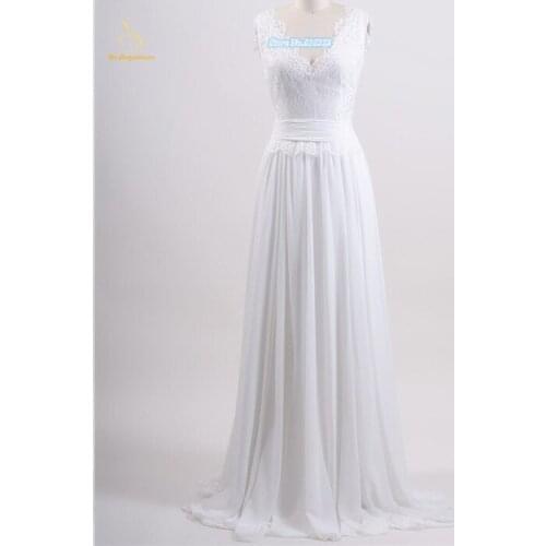 2019 Newest Luxury White Ivory Lace Chiffon Wedding Dresses Appliques Bridal Gowns Robe De Mariee Vestido De Novia QA1400