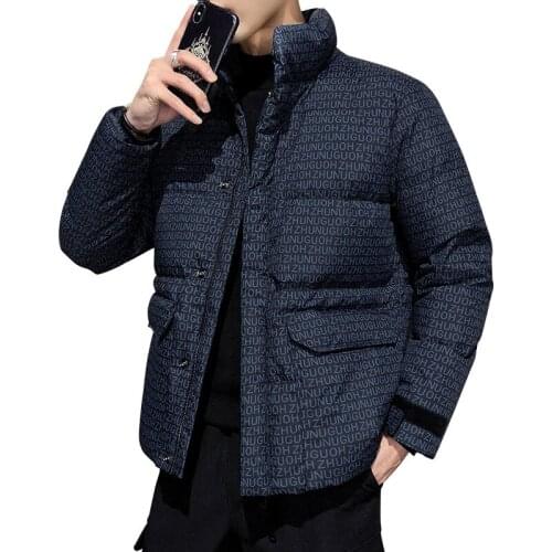 Winter Mens Padded Coat 2021 Fashion New Light Stand Collar Tide Brand Trendy Handsome Short Thick Clothes