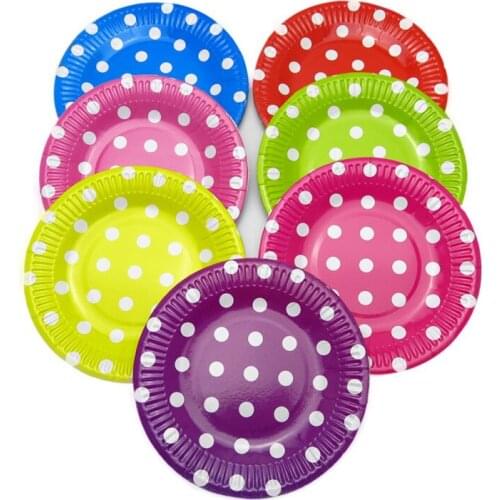 1bag 12 pieces 9'' dot Polka Dot Chevron Paper Plates for Valentine Birthday Wedding Party Tableware Party Supplies CP061