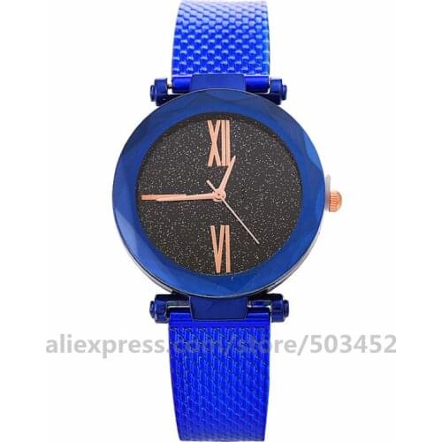 100pcs/lot New Fashion Sky Full Of Star Zirconia Women Watches No logo 4 Roman Numerals Watch PVC Belt Zircon Scale Watches