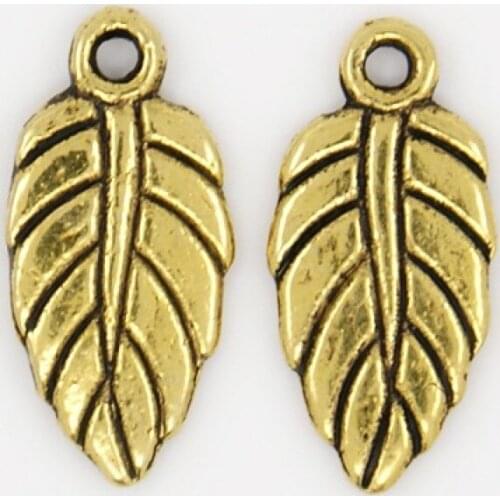 100pcs Tibetan Style Pendants Leaf Charms For DIY Jewelry Making Necklaces Handicrafts Supplies Antique Golden 19x9x2mm