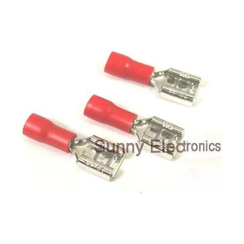 1000 pcs 6.3mm Red FEMALE INSULATED ELECTRICAL SPADE CONNECTOR TERMINALS,WIRING,CRIMP 22-16 AWG free shipping