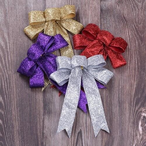 23cm Large Glitter Cloth Christmas Bow Christmas Tree Decorations Xmas Ornaments for New Year Home Bowknots Decor 2021