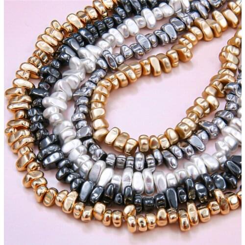 5-10mm Natural Stone Hematite Irregular Gravel Stone Spacer Loose Beads for Jewelry Making Diy Bead Bracelet Necklace 15 Inches