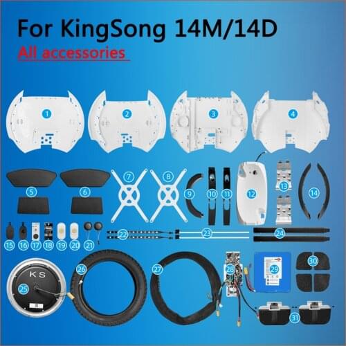 Kingsong 14M 14D Electric Unicycle Accessories Cover Shell,Handle,Top,Front,Rear Light,Speaker,Trolley Bar,Motor,Tire,Tube,Pedal