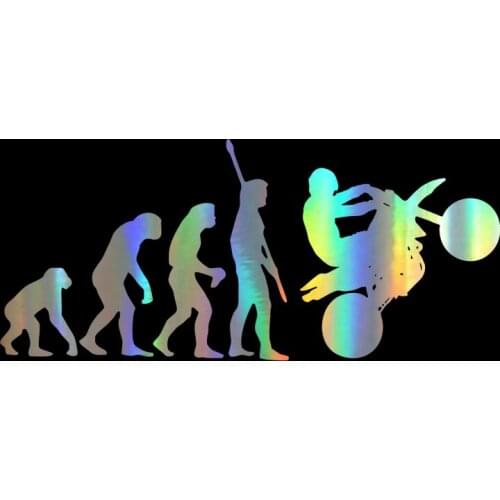 Car Sticker 19.2*8.5CM Fashion Human Evolution Motorcycle Funny Car Decal Reflective Laser 3D Car Stickers Vinyl Car Styling