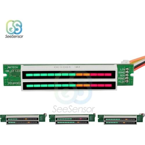 Mini Dual 12 Level Indicator LED Light Bar VU Meter Stereo Amplifier Board Adjustable Light Speed Board With AGC Mode DC 7-12V