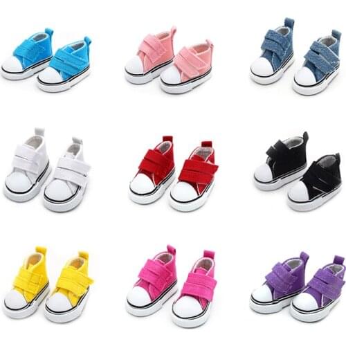 1 Pair 5cm Doll Canvas Shoes Seakers For Dolls Fashion Denim Canvas Mini Toy Shoes 1/6 For Handmade Doll