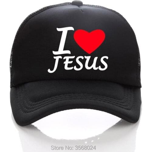 I LOVE JESUS hats Summer Men/Women Mesh Sun CAPS Adult Black Baseball Hats JESUS Trucker hat Curved Brim Kids Caps Sun preserve