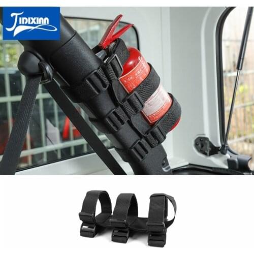 MOPAI Black Oxford Car Roll Bar Fire Extinguisher Holder Car Accessorie for Jeep Wrangler TJ JK JL JT1997-2020 Car Styling