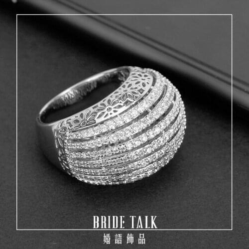 Bride Talk Wedding Big Rings Cross Geometry line Cubic Zironia CZ Finger Ring For Women Dubai engagement Party Bridal Jewelry