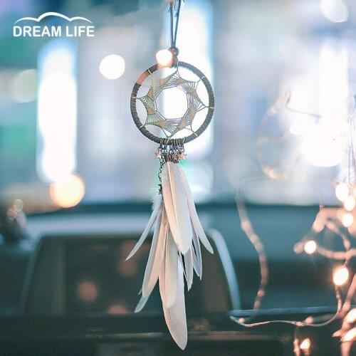 Creative Feather Dream Catcher Weaving Car Pendant Aesthetic Wall Hanging Home Decor Room Decoration Graduation Gift Macrame