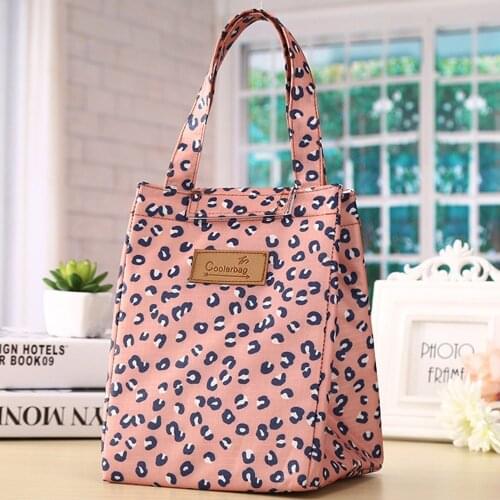 Leopard Print Lunch Bag Portable Cooler Insulated Picnic Bento Tote Travel Fruit Drink Food Organizer Lunch Container for Girls