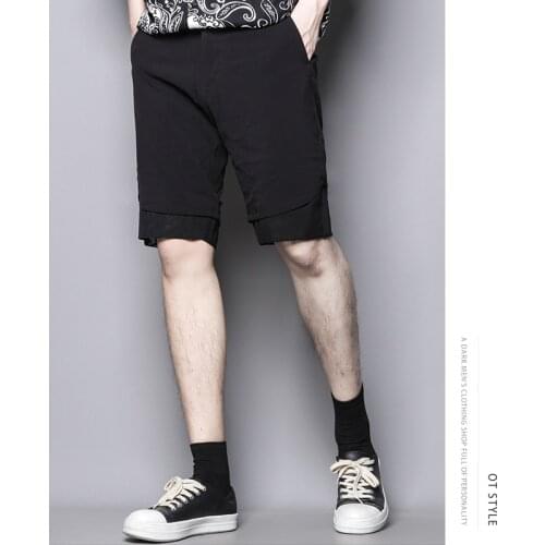 Summer simple fashion urban design sense mesh personality splicing casual Slim Fit Pant Suit Shorts men