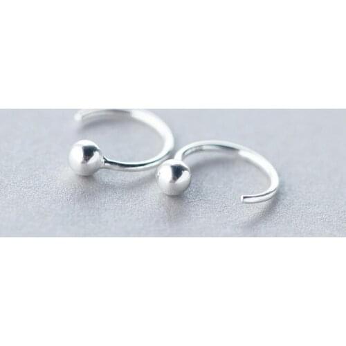 Fashion Real. 925-Sterling-Silver polised bead round ear Earrings ladys jewelry GTLE937