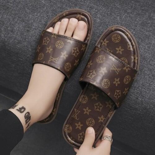 New summer mens leather flip-flops outdoor fashion casual slippers daily household non-slip wear-resistant slippers