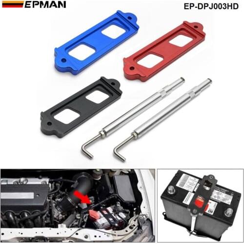EPMAN Battery Tie Down Kit Hold Down Rod With Stainless Tray Hooks For Acura Integra RSX For Honda Civic / CRX S2000 EP-DPJ003HD