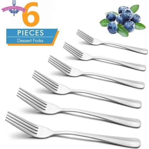 6PCS High Quality Stainless Steel 7.3 Inches Dessert Forks Cutlery Set Mirror Polished Snack Dinnerware Fruit Flatware