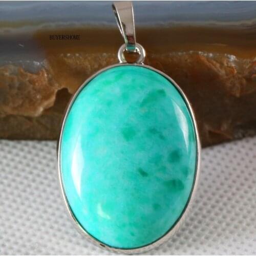 Necklace Pendant Oval CAB Cabochon Natural Stone Bead Green Amazonite Women Jewelry Gift 1Pcs K683 Free Shipping