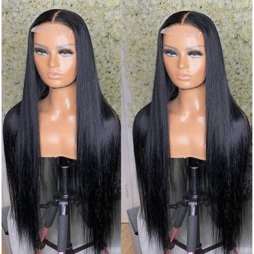 5X5 PU Silk Base Lace Closure Wigs Malaysian Remy Silky Straight Middle Parting Human Hair Lace Closure Wig