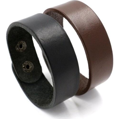 Simple Cool Mens Leather Bracelet Black Leather Hand Jewelry Brown Snap Womens Leather Bracelet