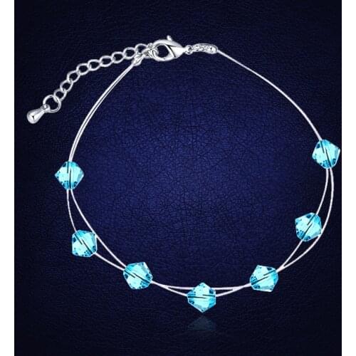 Crystals From Swarovski Transparent Thin Chain Bracelet For Women Girls Gift Fashion Jewelry High Quality No allergies