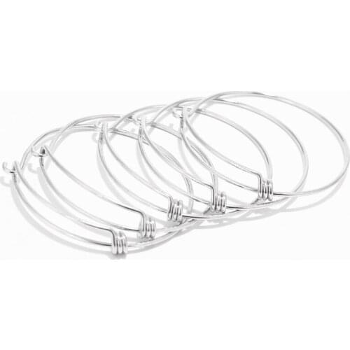6pcs Stainless Steel 58*63mm Adjustable Wire Charm Bangle Bracelet For DIY Jewelry Bracelets Making Findings
