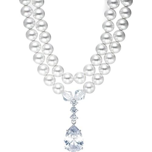 Romantic White Shell pearl 8MM double strings necklace Wedding Pearl Necklaces 2021 Trend