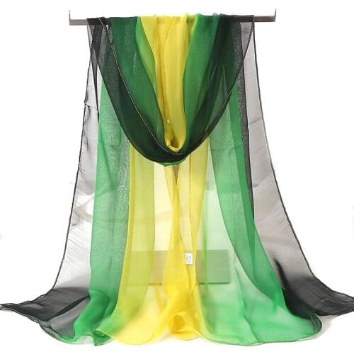 Hot Fashion Gradient Color Solid Scarf Women Foulard Chiffon Georgette Long Shawl Summer Bandana Elegant Hijab 50*160cm M292
