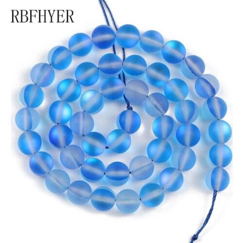 Blue Matte Synthetic Flash Stone beads Round Natural Labradorite Stone Loose bead for jewelry making Bracelet Earring DIY 15