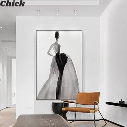 Modern Ink Girl Graceful Posture Canvas Art Poster Fashion Figure Painting Wall Picture For Living Room Bedroom Aisle Home Decor