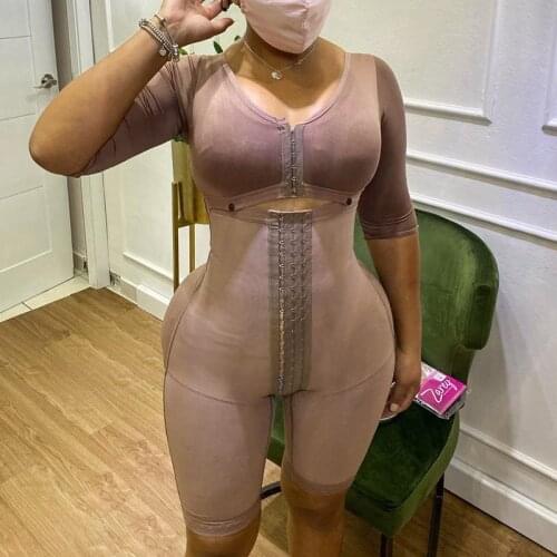 Tummy Control Shapewear Slimming Fajas Long Bodyshaper With Brassier And Sleeves