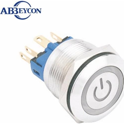 Waterproof 28mm flat reset 3V/5V/12V/24V/110V/220V power logo iluminated 36v push button