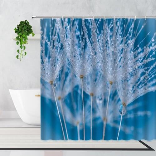 3D Simple Plants Flowers Shower Curtains Dandelion Natural Scenery Home Decor Waterproof Bath Curtain With Hooks Fabric Washable