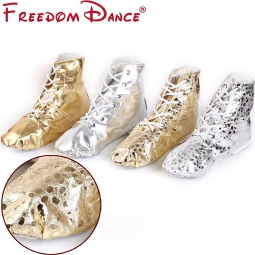 Belly Dance Boots For Women Gold Silver Colors Bright PU Jazz Dance Shoes Soft Dance Boot Ballet Shoes For Girls Ladies 31-45
