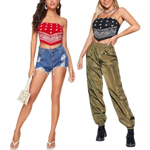 2021 New Womens Sexy Cami Tank Top, Casual Paisley Print Sleeveless Backless Bandana Camisole