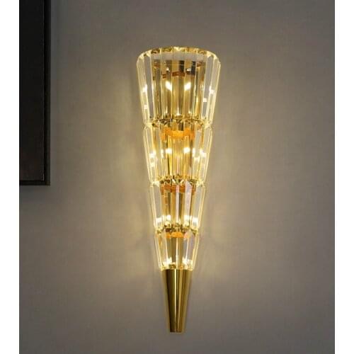 Gold Postmodern Hotel wall Light fixtures Luxury Crystal Wall Lamp Hotel Lobby Villa Club Hall arte deco led mirror Wall sconce