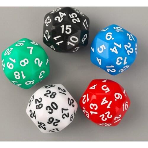 1pc Colorful Acrylic Digital Dice Multi Sides Dice Board Games D30 Dice Drinking Party Poker Game Dice Board Games Accessories