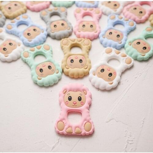 Cute Baby Teether Lamb Shape 1pc BPA free Food Grade Silicone Pandent Teething Toys Accessories For Pacifier Chains Baby Gift