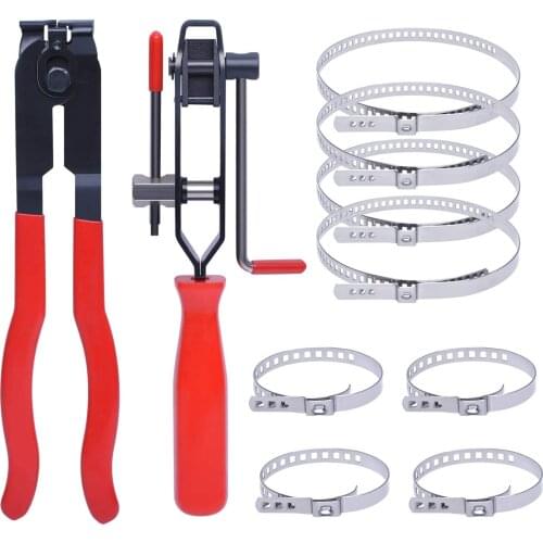 10Pcs CV Joint Boot Clamp Pliers with CV Boot Clamps Kit Ear Boot Tie Pliers Car Band Tool Kit Hose Axle Plier CV Clamp Tool