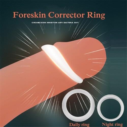 2PCS Silicone Male Foreskin Corrector Resistance Ring Delay Ejaculation Penis Rings Sex Toys for Men Daily/Night Cock Ring